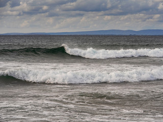 Atlantic ocean, Wave crashing, Galway bay, Ireland.
