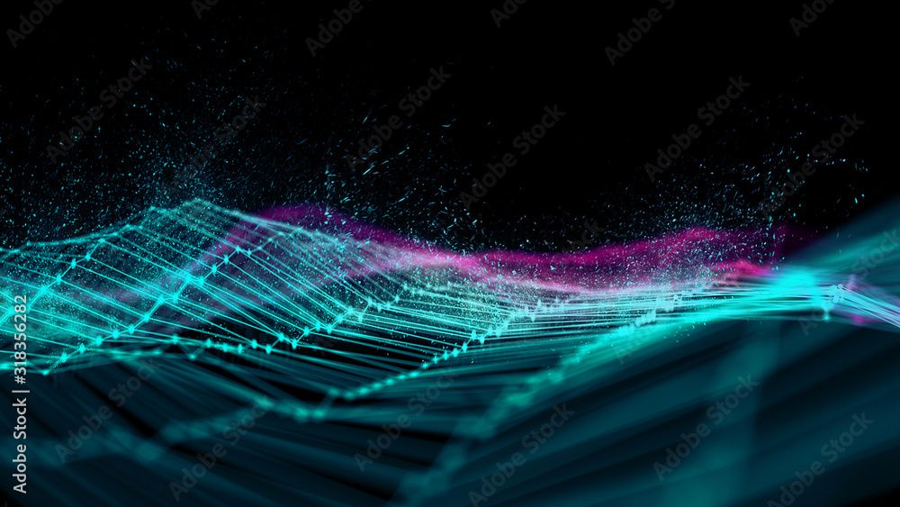 Poster blockchain technology background. cryptocurrency fintech block chain network and programming concept