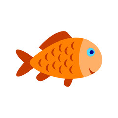 Fish icon isolated, aquarium fish silhouette illustration. Colorful cartoon flat aquarium fish icon for your design.