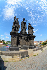 Fototapeta na wymiar Baroque Statues on the Prague Charles Bridge.