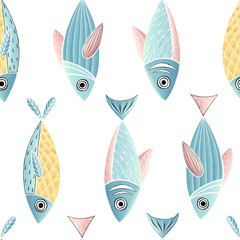 Seamless pattern with fish 