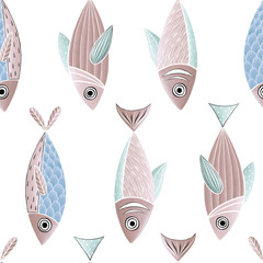 Seamless pattern with fish 