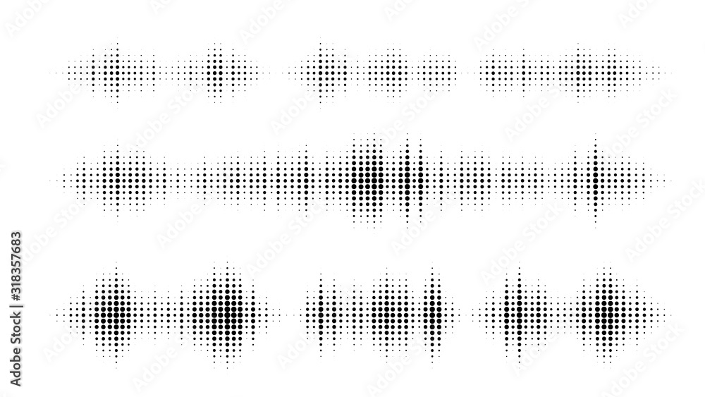 Wall mural halftone dotted audio equalizer. halftone effect vector pattern.