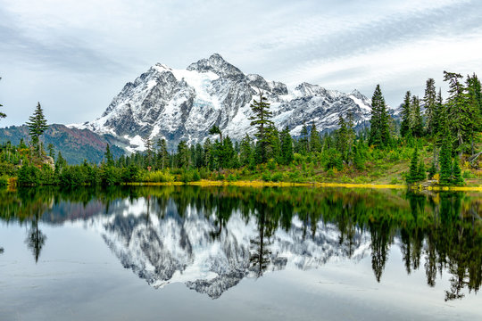 Clouds Settle on Mount Shuksan Picture Lake