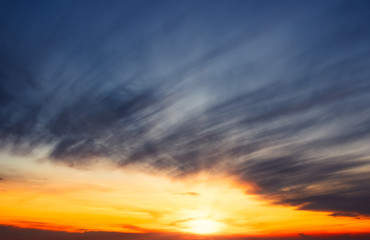 Fototapeta premium Winter sky at sunset in Madrid, Spain