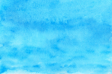 Sky blue watercolor abstract background. Gradient fill. Hand drawn texture. Piece of heaven.