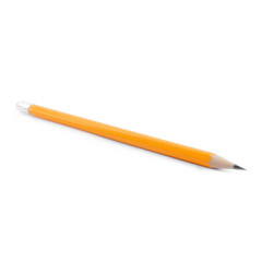 Graphite pencil with eraser isolated on white