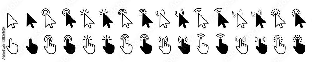 Poster set of flat modern cursor icons – for stock vector