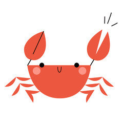 Cute smiling Crab. Cartoon funny character. Vector illustration for card, invitation, print, calendar, baby shower.