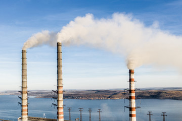 Industrial smoke stack of coal power plant