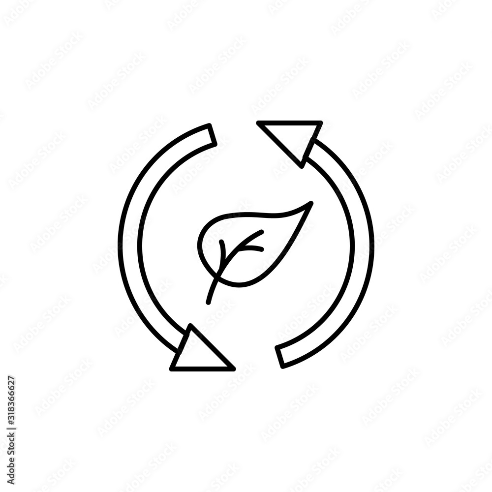 Poster renewable energy, leaf icon. simple line, outline vector electro power icons for ui and ux, website 