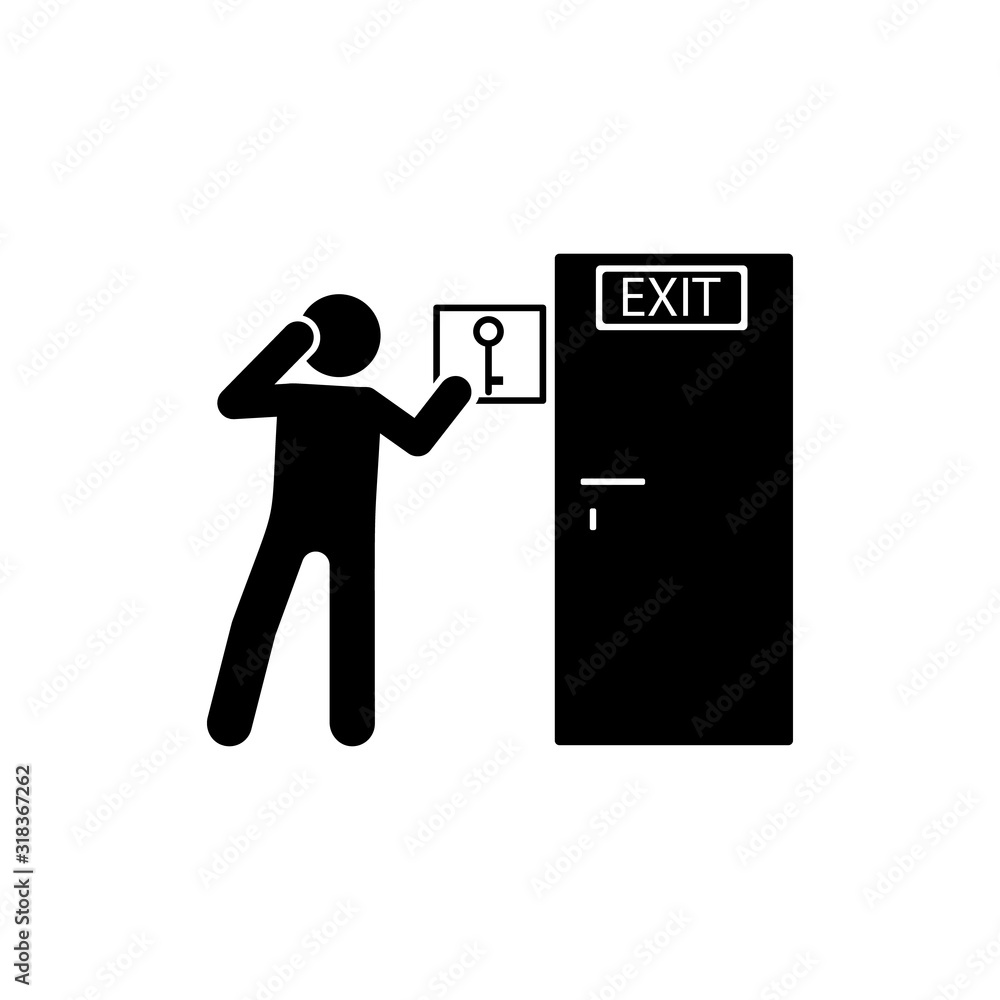 Aufkleber man, key, exit icon. simple pictogram of human and fire icons for ui and ux, website or mobile appli