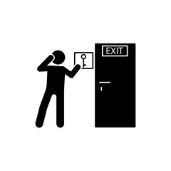 Man, key, exit icon. Simple pictogram of human and fire icons for ui and ux, website or mobile application