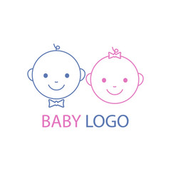 Baby logo vector illustration. Child head icon isolated