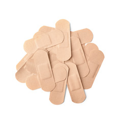 Medical sticking plasters isolated on white. First aid item