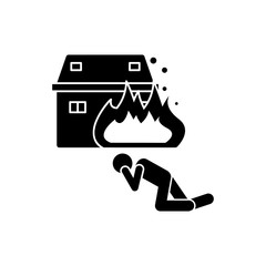 Man fire in house icon. Simple pictogram of human and fire icons for ui and ux, website or mobile application