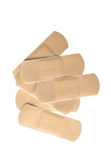 Medical sticking plasters isolated on white. First aid item