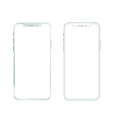 Smartphone mockup and outline . New black frameless smartphone mockup with white screen. Isolated on white  background.