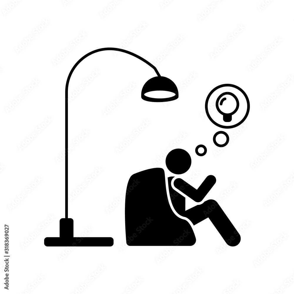 Poster think, idea, man icon. simple pictogram of human with idea icons for ui and ux, website or mobile ap