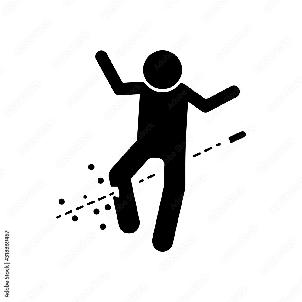 Poster foot man shoot icon. simple warning armed man icons for ui and ux website or mobile application