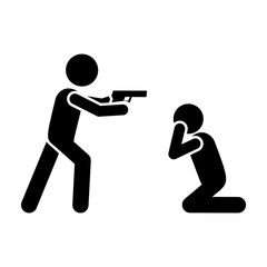 Fototapeta na wymiar Gun man fear icon. Simple warning armed man icons for ui and ux website or mobile application