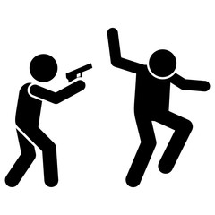 Gun men fear icon. Simple warning armed man icons for ui and ux website or mobile application