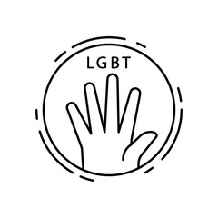 Hand, lgbt icon. Simple line, outline vector sexual minoritie icons in circle for ui and ux, website or mobile application