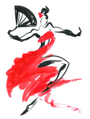 Flamenco. Beautiful Dancing Woman