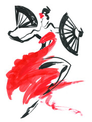 Flamenco. Beautiful Dancing Woman