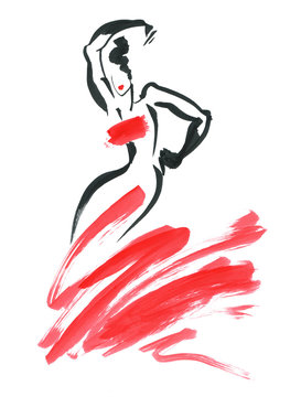 Flamenco. Beautiful Dancing Woman