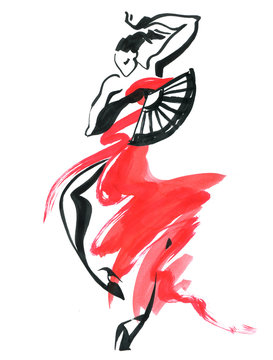 Flamenco. Beautiful Dancing Woman