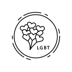 Balloons, lgbt icon. Simple line, outline vector sexual minoritie icons in circle for ui and ux, website or mobile application