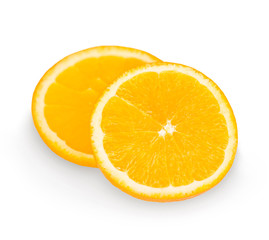 Orange slices isolated close-up on a white background.