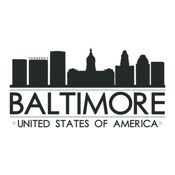Baltimore Maryland Skyline Silhouette. Design City Vector Art. Landmark Illustration.