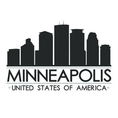Fototapeta premium Minneapolis Minnesota Skyline. Silhouette Design City Vector Art. Landmark Illustration Logo.