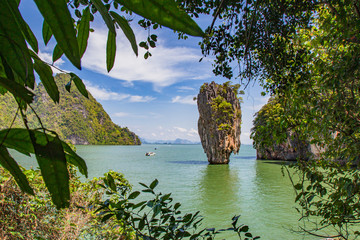 Thailand. Similan Islands. Islands in the Andaman sea. James bond island on a background of green...