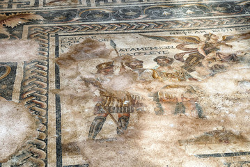 Ancient Roman floor mosaic of Agamemnon