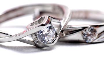 close up shot of pair engagement /  mariage rings isolated