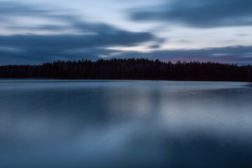Beautiful sunset on the lake,natural background, long shutter speed