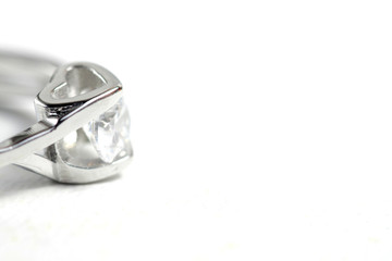 White gold silver color engagement ring with zircon diamond beads