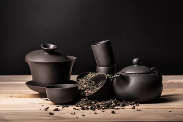Foto op Aluminium tea ceremony, the Asian culture, health drink, tea culture, Chinese tea, tea utensils, tea set, © Vitaliy Mytnik