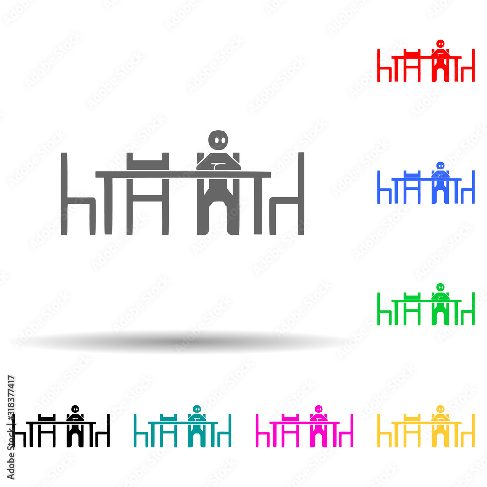 Poster sitting alone, to early multi color style icon. simple glyph, flat vector of people sitting icons fo