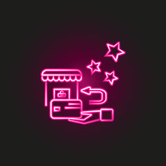 Shopping, return neon style icon. Simple thin line, outline vector of shopping icons for ui and ux, website or mobile application