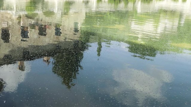 Antique thermal baths in the medieval village Bagno Vignoni, Tuscany, Italy
