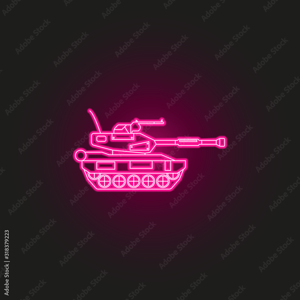 Poster tank neon style icon. simple thin line, outline vector of army icons for ui and ux, website or mobil