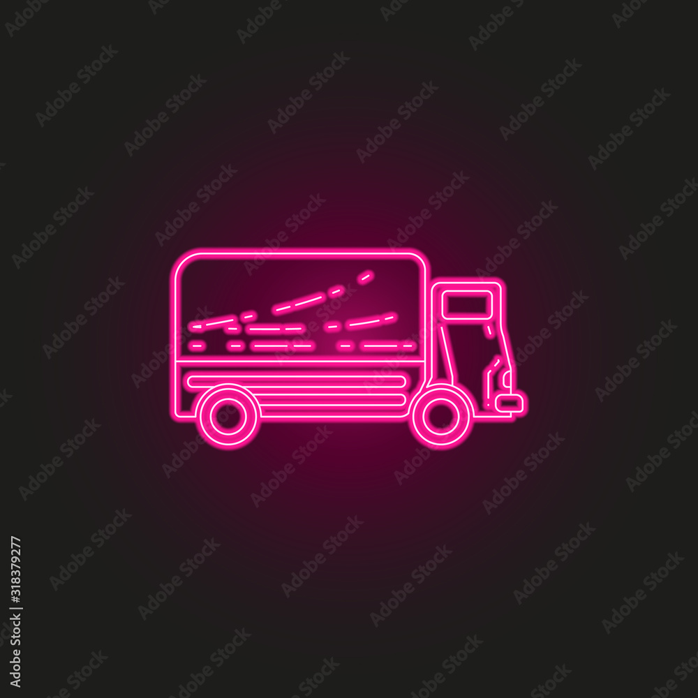 Poster military machine neon style icon. simple thin line, outline vector of army icons for ui and ux, webs