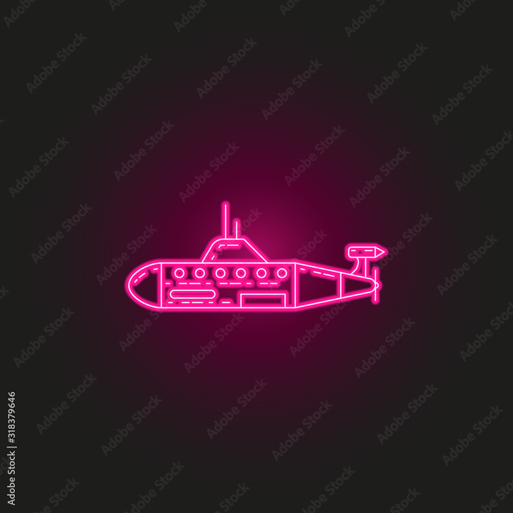 Poster submarine neon style icon. simple thin line, outline vector of army icons for ui and ux, website or 