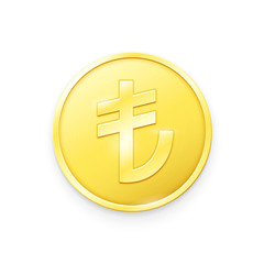 Obraz premium Gold coin with Lira sign