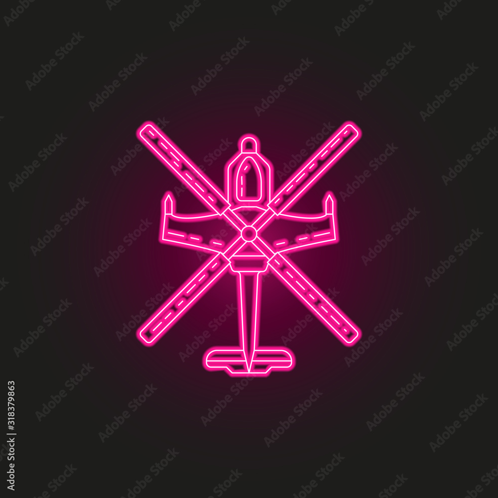 Poster helicopter neon style icon. simple thin line, outline vector of army icons for ui and ux, website or