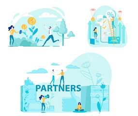 Illustration Set Employee Partnerships at Work.
